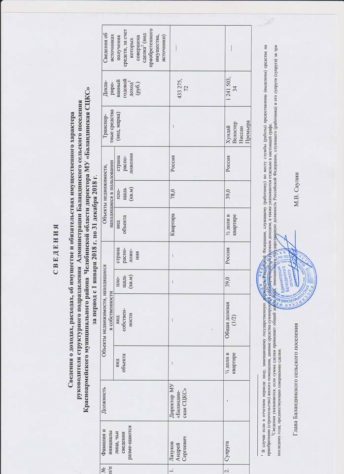 Что указывается в сведениях о расходах