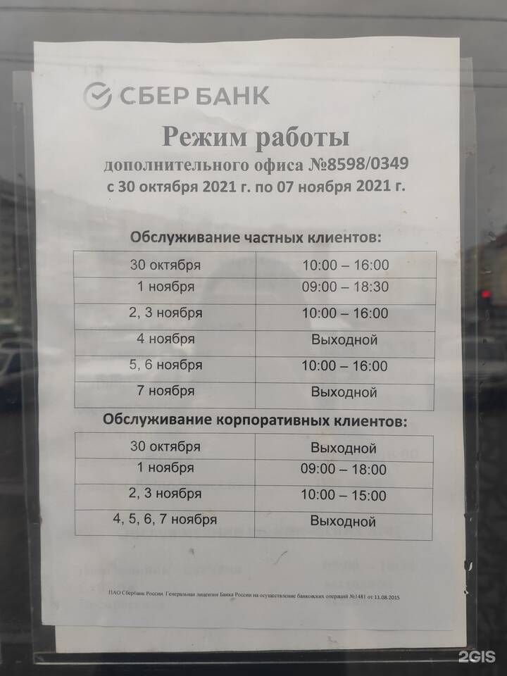Режим работы Сбербанка