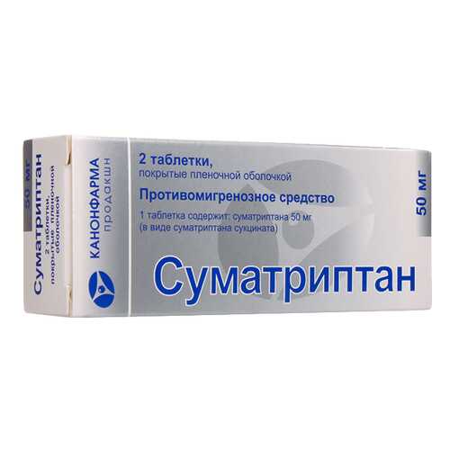 Суматриптан Канон таблетки, покрытые пленочной оболочкой 50 мг №2 в Фармакопейка
