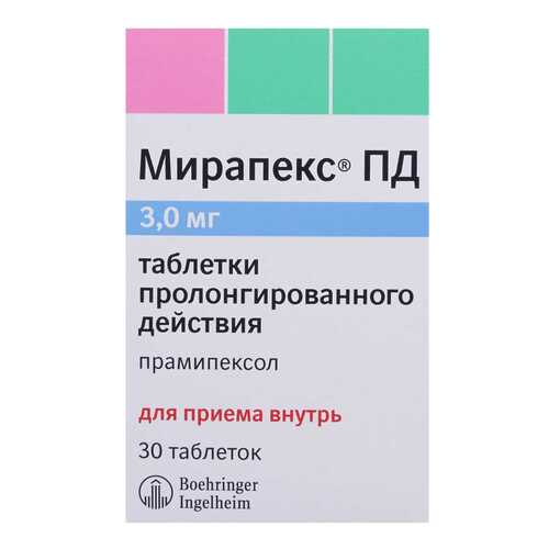 Мирапекс ПД таблетки 3 мг 30 шт. в Фармакопейка