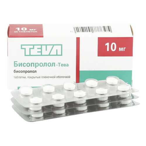 Бисопролол-Тева таблетки 10 мг 30 шт. в Фармакопейка
