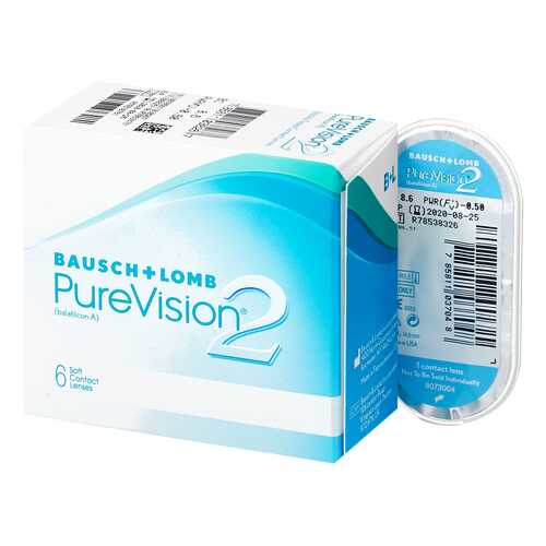 Контактные линзы PureVision 2 6 линз -1,25 в Фармакопейка
