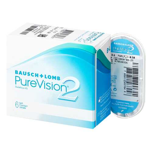 Контактные линзы PureVision 2 6 линз +6,00 в Фармакопейка